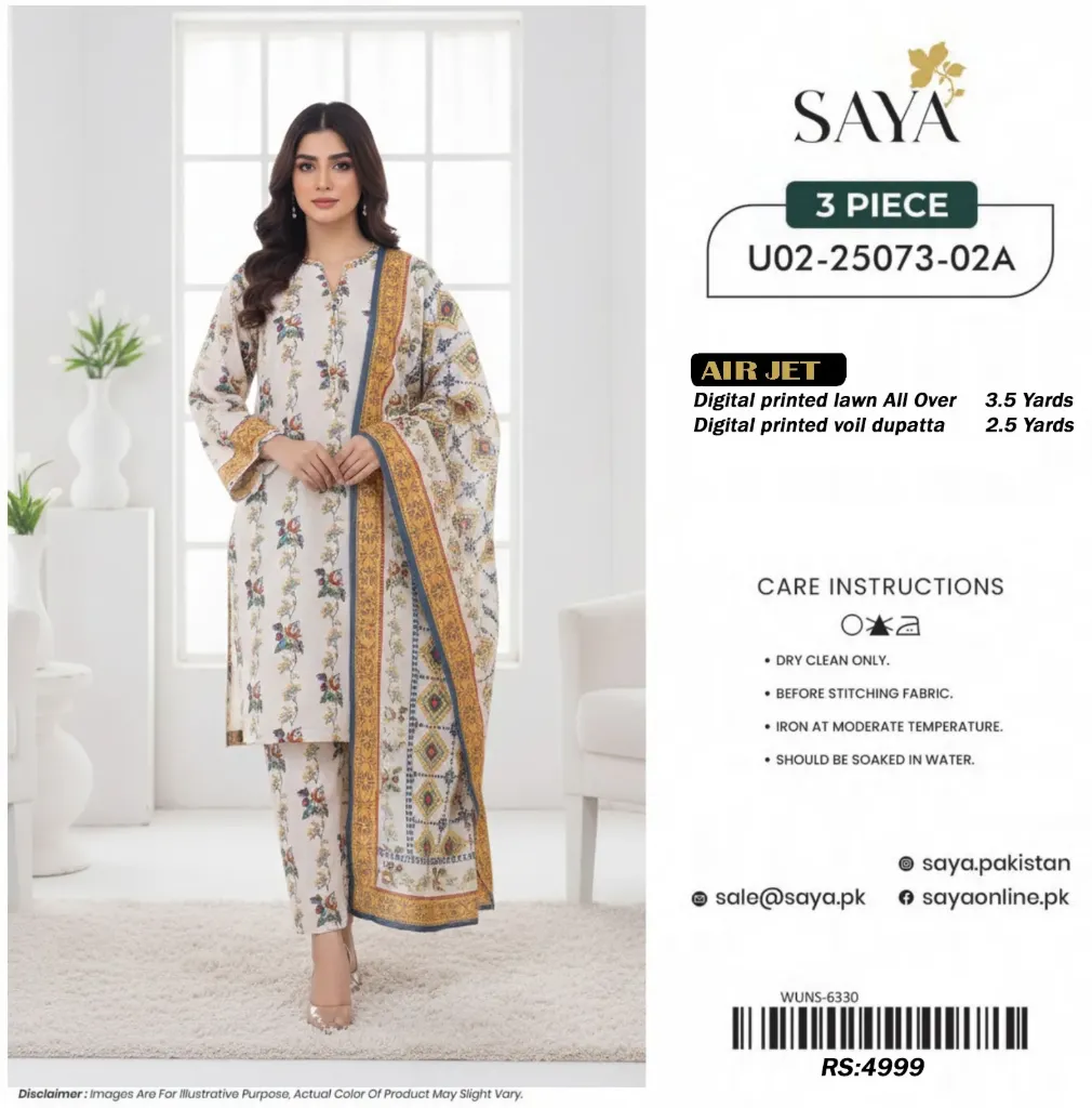 Digital printed lawn 3 piece suit. Was 4999