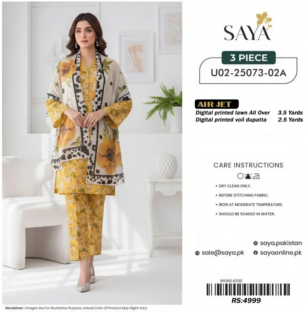 3 piece unstitched lawn suit . was 4999